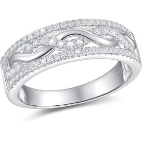 Newshe Jewelery Moissanitewedding Bands for Women 925 Sterling Silver Beatherity Rings Promise Learge Twisted Size 5-10