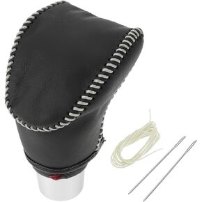 Gear Shift Knob Cover for Kia Soul 2020-2023 Anti-Slip Stick Shifting Handle Protector Faux Leather 1 Set Black Beige