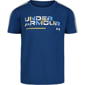 قميص للأولاد بأكمام قصيرة من Under Armour، رقبة مستديرة، خفيف الوزن ومسامي، ملتوي بالشاشة الخضراء in Kuwait