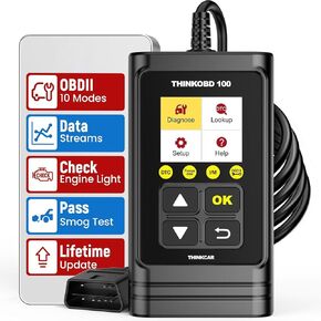 THINKCAR OBD2 Car Scanner, THINKOBD100 Check Engine Fault Code Reader with Full OBD II Functions, O2 Sensor, CAN Diagnostic Scan Tool for All Cars Since 1996