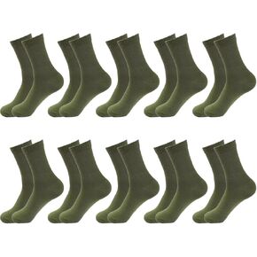 10 Pairs Men Sock Thin Ankle Socks Cool soft Crew Socks (Army Green)