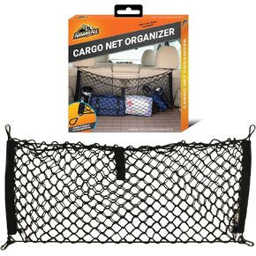 Armor All Cargo Net Organizer ، 12 "× 31" بوصة قابلة للتوسيع حتى 47 بوصة ، مواد نايلون فائقة الدقة ، تعلق على منشور مسند الرأس ، منظم جذع للسيارات الصافي الممتد مع جيب الشبكات ، FIT Universal