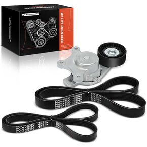 A-Premium Engine Serpentine Belt Drive Kit with Tensioner Compatible with Ford Edge 2011-2014 & Lincoln MKX 2012-2015, 3-PC Set