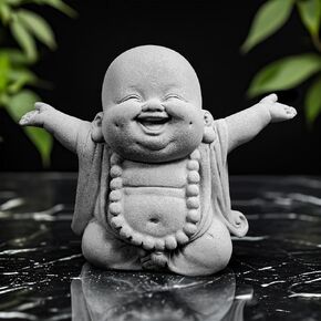 Laughing Buddha Statue,Zen Monk Praying Statue Sculptures Ornament for Garden,Outdoor,Wealth,Good Luck, Indoor,Mini Buddha Fish Tank Decoration