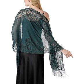 Lace Elegant Evening Shawls and Wraps, with Fringe, 1920s Formal Wedding Accessory