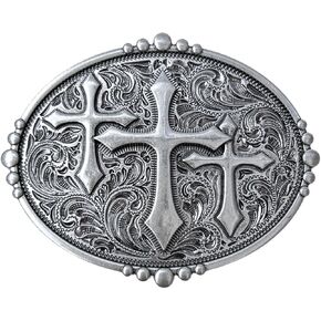 Western Belt Buckles for Men Women, Vintage Rodeo Praying Cowboy Cowgirl Faith Cross Belt Buckle
