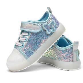 Luffymomo Girls Casual Sneakers Slip on Comfortable Walking Shoes Sparkle Glitter Fashion Sneakers (Toddler/Little Kids)