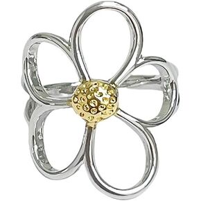 Hollow Daisy Flower Ring for Women Minimalist Petals Floral Bow Stacking Rings Promise Wrap Finger Band Open Statement Ring Dainty Jewelry