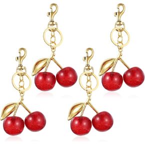4 PCS Cherry Bag Charm ، Cherry Keychain Excaptory Rasm Charm