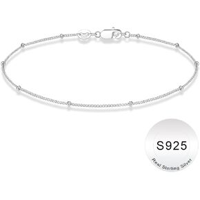 IEFWELL Italian 925 Sterling Silver Bracelet for Women - Solid 14K Real Gold Over Satellite Bead Chain, 6.5/7/7.5/8/8.5/9 Inches Sterling Silver Bracelet, Jewelry Gifts for Women Men
