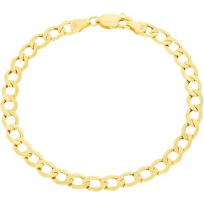 Nuragold 10k Real Yellow Gold Cuban Curb Link 5.5mm Chain Bracelet (7"-9") Italian Jewelry for Men & Women