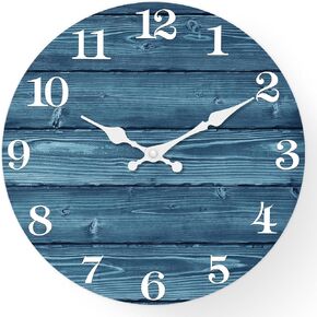 XFM Analog Brown Farmhouse Wall Clock Battery Operated 10 Inch Small Rustic Wall Clock Silent Wooden Wall Clocks for Bedroom Kitchen Living Room (No Solid Wood, it is with MDF Material)