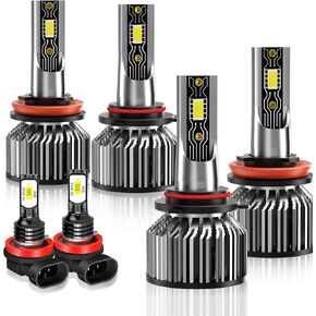 Compatible For Toyota 4Runner 2010 2011 2012-2020 Bulbs Combo, 9005/HB3 High & H11 Low Beam + H8/H16 Fog Lights, 6000K White Super Bright,IP68, 6 PCS