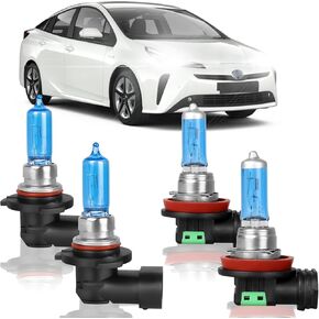 Fit for Toyota Prius 2010 2011 2012 2013 2014 2015 Light Bulb High Performance Halogen Headlight Bulbs,9005 High Beam + H11 Low Beam Headlamp Replacement Bulbs Kit, Pack of 4