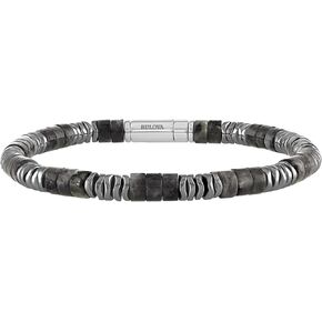 Bulova Jewelry Men's Men Classic Cylinder Labradorite و Proed Hematite Seded Hematite ، الطول 8.5 بوصة: BVB1026-WSBF