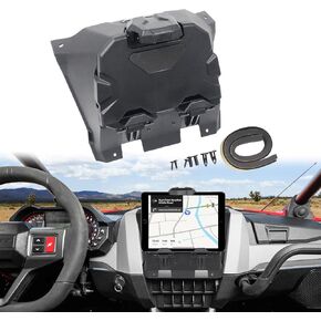 يتصاعد الجهاز الإلكتروني مع صندوق التخزين المتوافق مع 2020-2024 Polaris RZR Pro XP/ XP4 ، 2022-2024 RZR Pro R/ Turbo R ملحقات الهاتف الجهاز اللوحي GPS حامل مع صناديق منظم