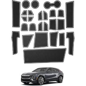Shaohao for 2024 2025 Cadillac Lyriq Car Door Slot Mat متوافق مع 2023 2024 2025 ملحقات Cadillac Lyriq 2023 2024 2025 Lyriq Center Console Liner anti Cup حامل الحصير المطاطي 26pcs