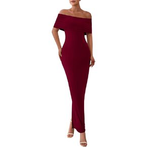 PRETTYGARDEN Women's Off The Shoulder Maxi Dresses 2025 Summer Formal Elegant Cocktail Party Wedding Guest Long Dress