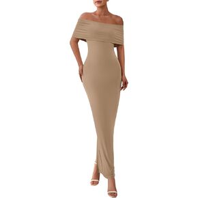 PRETTYGARDEN Women's Off The Shoulder Maxi Dresses 2025 Summer Formal Elegant Cocktail Party Wedding Guest Long Dress in Kuwait