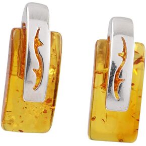 Amber Earrings - Baltic Honey Amber Stud Earrings "Thalia" - Sterling Silver Jewelry Collection