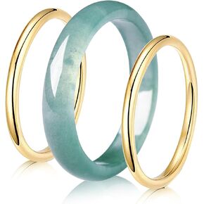 Good Luck Jade Gemstome Wealth AAA Genuine Translucent Delicate Jadeite Stackable Rings for Women Authentic Healing Nature Real Crystal Jewelry Gifts