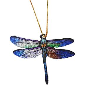 Dragonflies Car Rear View Mirror Charm Accessories, 2D Acrylic Auto Interior Hanging Ornament, Car Pendant Decoration Present for Women Man (E)