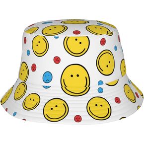 Smiley Face Bucket Hat Summer Beach Travel Hiking Fisherman Hat for Women Men