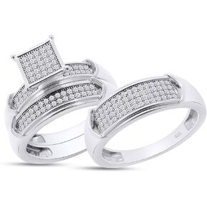 Savearth Diamonds 0.33 CARAT (CTW) Round Round White Lab الذي تم إنشاؤه إطار ميدان مويسانيت الماس منسقه ومجموعة خاتمها الثلاثي الأنيقة 1/3 CT | 925 الفضة الاسترليني