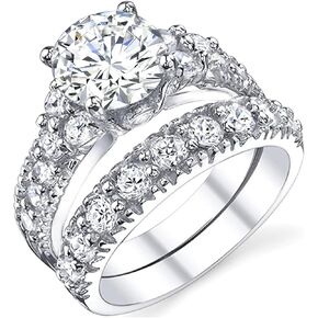 1.8ct Wedding Rings for Women Bridal Rings Sets Round Cut Cubic Zirconia Halo CZ Engagement Rings Infinity Twisting Pave Set Size 6-10