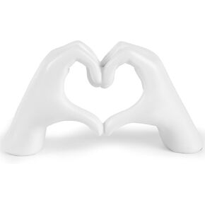 Heart Hands Sculpture Aesthetic Room Decor for Living Room, Bedroom, Bookshelf – Pink Love Finger Statue Wedding Decoration, Unique Gift for Girls - 5.9" x 9.8"