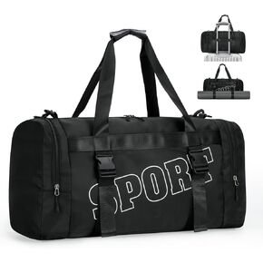 22″ Multipurpose Gym Travel Bag with Shoe & Wet Compartments for Men & Women, Carry On Bags for Airplanes, 35L Duffle Bag for Fitness Yoga Sports & 3-5 Days Weekender Overnight (Black)