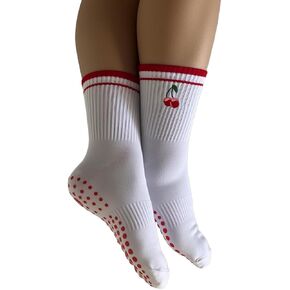 Pilates Grip Socks for Women Cute Crew Non Skid Athletic Grippy Socks for Yoga Barre Workout Hospital
