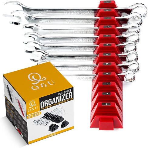 Q&U Wrench Organizer Modular System – 24 PCS Magnetic Wrench Organizer for Tool Box Drawer, Modular Wrench Organizer and Wrench Storage Rack, Heavy Duty Wrench Holder in Saudi Arabia