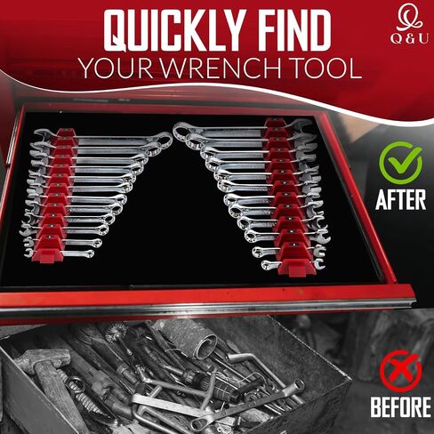 Q&U Wrench Organizer Modular System – 24 PCS Magnetic Wrench Organizer for Tool Box Drawer, Modular Wrench Organizer and Wrench Storage Rack, Heavy Duty Wrench Holder in Saudi Arabia