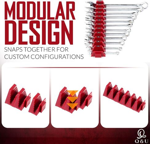 Q&U Wrench Organizer Modular System – 24 PCS Magnetic Wrench Organizer for Tool Box Drawer, Modular Wrench Organizer and Wrench Storage Rack, Heavy Duty Wrench Holder in Saudi Arabia