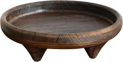 صينية الخشب الدائرية مع 4 أرجل ، صينية زخرفية ريفي 11.7 بوصة للديكور المنزلي ، قاعدة أسود القدمين لأوب ، مطبخ ، حمام ، غرفة نوم (نباتات ، شموع ، عمل فني) in Kuwait