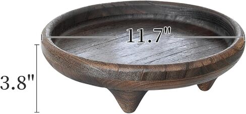 صينية الخشب الدائرية مع 4 أرجل ، صينية زخرفية ريفي 11.7 بوصة للديكور المنزلي ، قاعدة أسود القدمين لأوب ، مطبخ ، حمام ، غرفة نوم (نباتات ، شموع ، عمل فني) in Kuwait