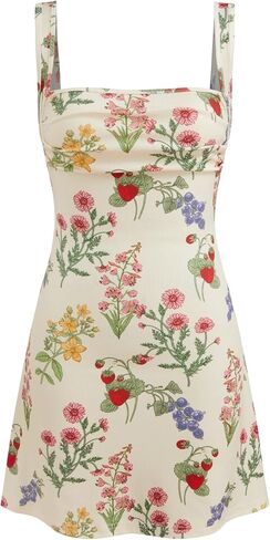 CIDER Women's Summer Floral Dress Square Neck Mini Dress Sleeveless Cute Sundress Party Dresses Trendy 2025 in Saudi Arabia
