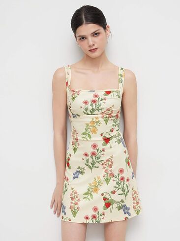 CIDER Women's Summer Floral Dress Square Neck Mini Dress Sleeveless Cute Sundress Party Dresses Trendy 2025 in Saudi Arabia