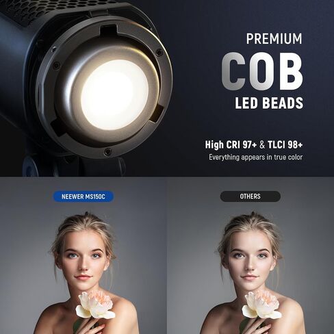 NEEWER MS60C RGBWW LED Video Light with 2.4G/APP Control, 65W Metal Mini RGB COB Continuous Output Lighting Bowens Mount Handheld Spotlight 2700K-6500K,8300lux/1m, CRI 97+/TLCI 98+,17 Effects + RGBCW in Saudi Arabia
