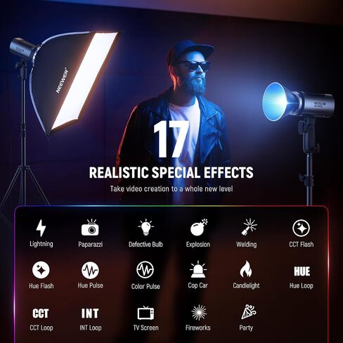 NEEWER MS60C RGBWW LED Video Light with 2.4G/APP Control, 65W Metal Mini RGB COB Continuous Output Lighting Bowens Mount Handheld Spotlight 2700K-6500K,8300lux/1m, CRI 97+/TLCI 98+,17 Effects + RGBCW in Saudi Arabia