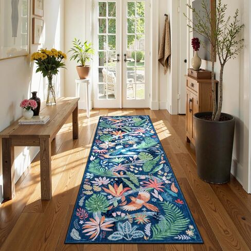 Uphome Botanical Bird Kitchen Runner Rug, 2x6 Washable Hallway Rugs Non Slip, Soft Tropical Plant Entryway Runner Rugs Low Pile, Modern Floor Carpet for Hallways Bedroom Bathroom, Light Green in Saudi Arabia