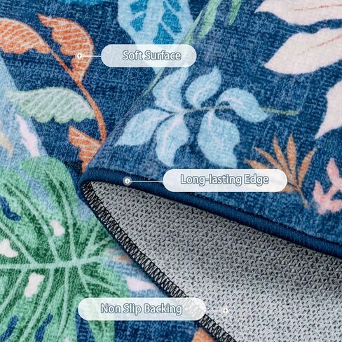 Uphome Botanical Bird Kitchen Runner Rug, 2x6 Washable Hallway Rugs Non Slip, Soft Tropical Plant Entryway Runner Rugs Low Pile, Modern Floor Carpet for Hallways Bedroom Bathroom, Light Green in Saudi Arabia