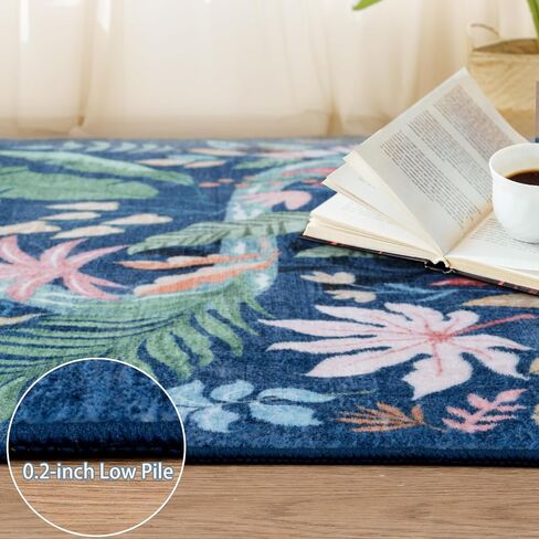 Uphome Botanical Bird Kitchen Runner Rug, 2x6 Washable Hallway Rugs Non Slip, Soft Tropical Plant Entryway Runner Rugs Low Pile, Modern Floor Carpet for Hallways Bedroom Bathroom, Light Green in Saudi Arabia