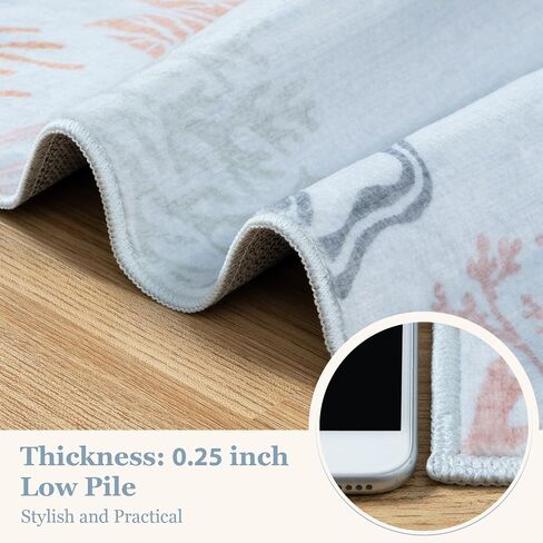Seavish Modern Coastal Bather Runner Brug ، 2x6 Aqua Green Tropical Coral Runners for Mallways ، Low Pile Nautical Branner Rugs غير قابلة للانزلاق ، سجادة على شاطئ البحر لغرفة نوم مغسلة مدخل in Kuwait