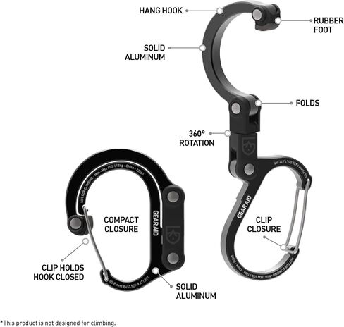 GEAR AID HEROCLIP Carabiner Clip and Hook (Mini) for Travel, Luggage, Purse and Small Bags, Blue Steel in Saudi Arabia