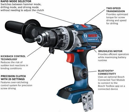BOSCH GSB18V-975CB25 18V Brushless Connected-Ready 1/2 In. Hammer Drill/Driver Kit with (2) CORE18V® 4 Ah Advanced Power Batteries in Kuwait