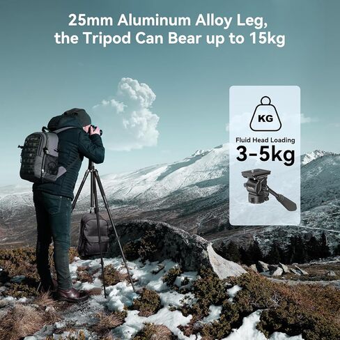 SmallRig 72" Video Tripod Monopod with Fluid Head, Aluminum Camera Tripod, 360° Panorama Ball Head for Travel, Video, Live Streaming, Vlogging, Adjustable Height from 16.5" to 72" - 3760 in Kuwait