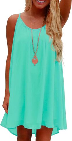 ReachMe Womens Sexy Plus Size Swimsuit Coverups Spaghetti Strap Beach Dresses Bathing Suit Cover Up Sheer Tank Sundress in Kuwait