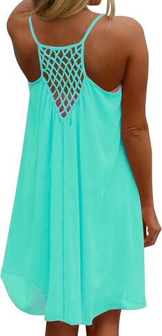 ReachMe Womens Sexy Plus Size Swimsuit Coverups Spaghetti Strap Beach Dresses Bathing Suit Cover Up Sheer Tank Sundress in Kuwait
